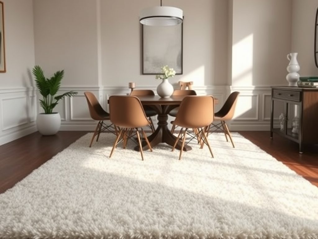 Dywan pod stół: jak dobrać rozmiar, by krzesła swobodnie się mieściły i zachować proporcje wnętrza